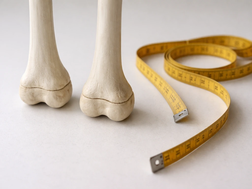 Close-up of a fused growth plate model with a tape measure, implying functional vs measured height changes.