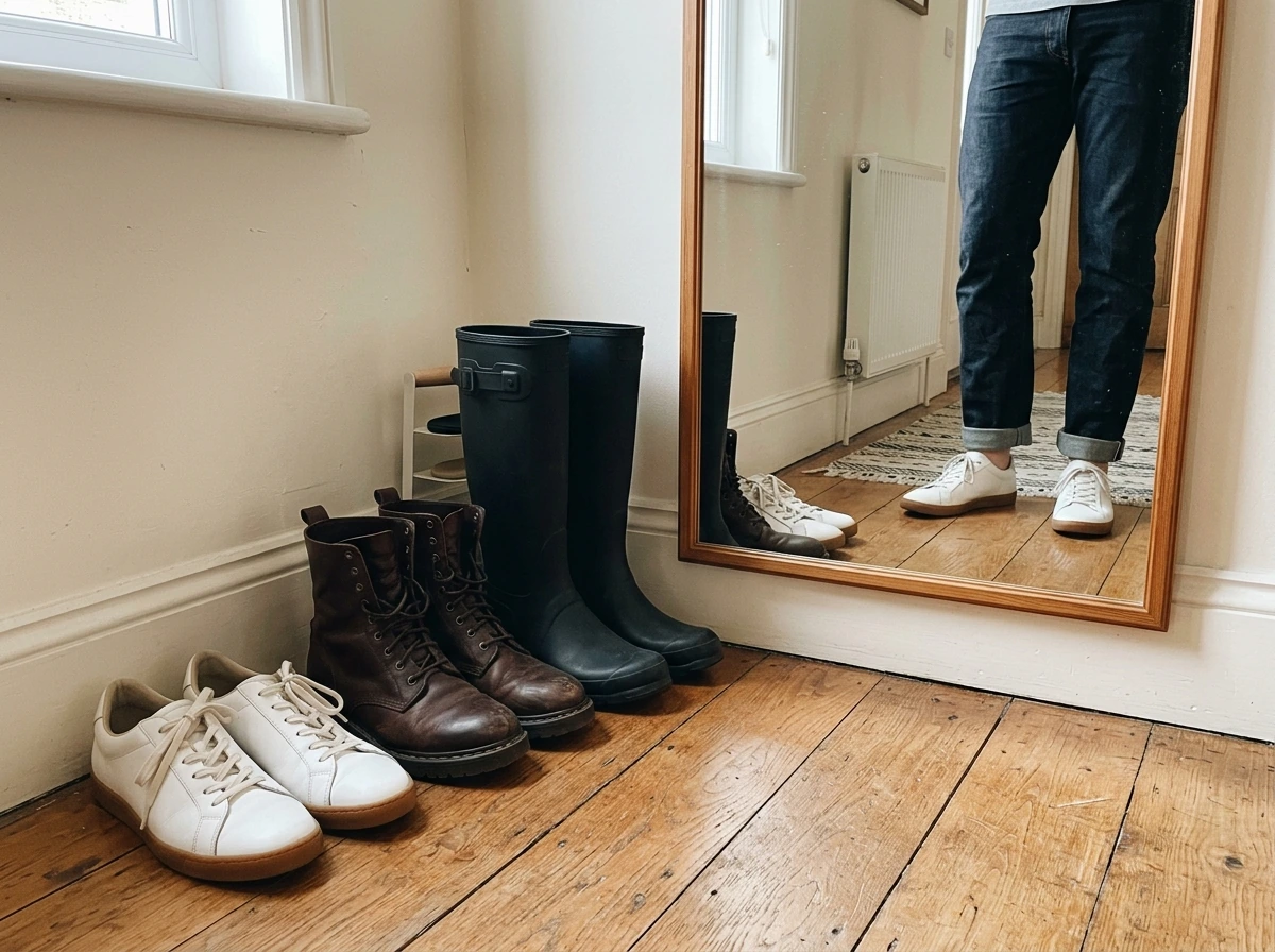Footwear comparison showing options to appear less tall in daily life.