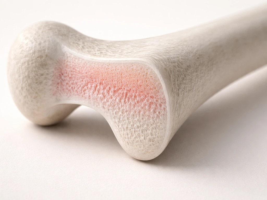 3D medical-style view of long-bone growth plates with cartilage near the ends, softly lit