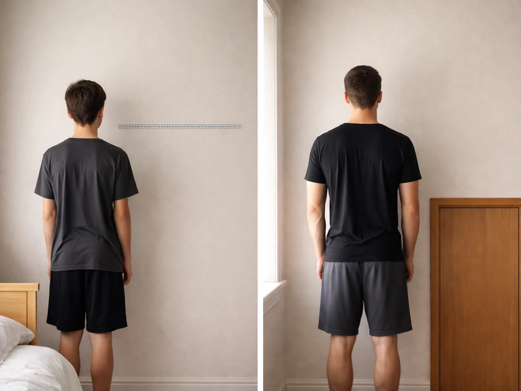 Split image of anonymous teen and adult silhouettes in simple rooms to show growth plates vs closed plates.