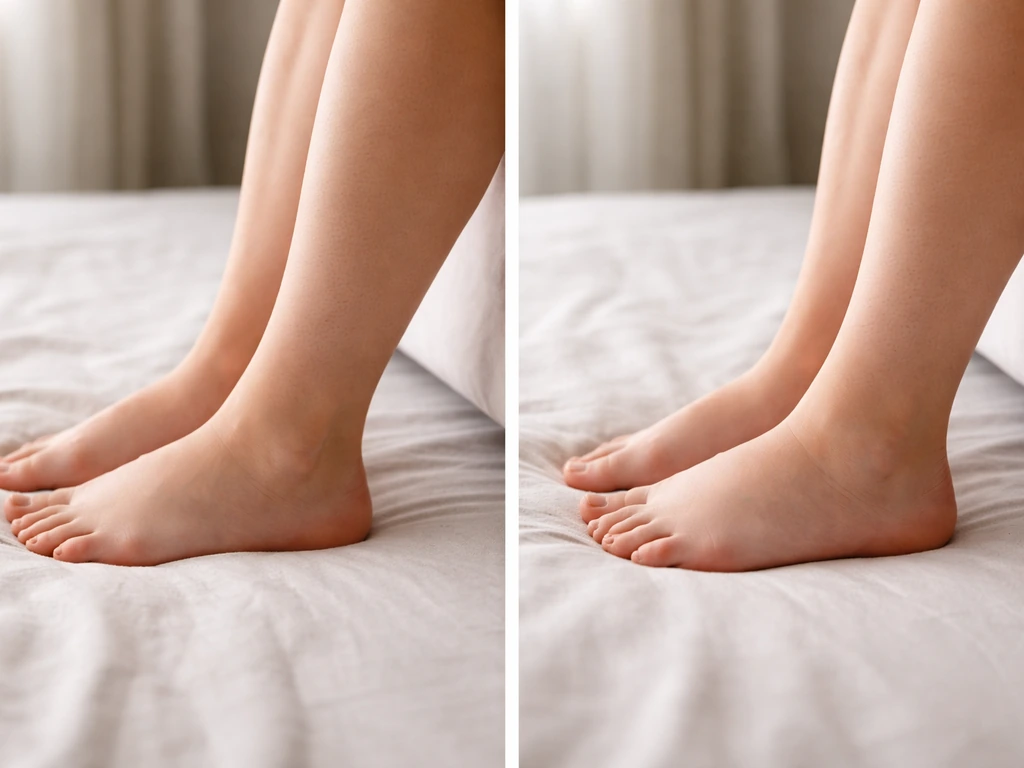 Pregnant woman’s feet and ankles showing mild and more pronounced edema comparison
