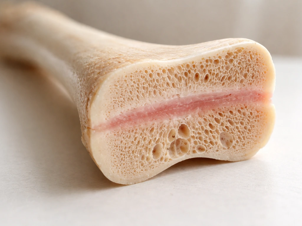 Macro view of an anatomical long bone segment showing epiphyseal plates near the ends.