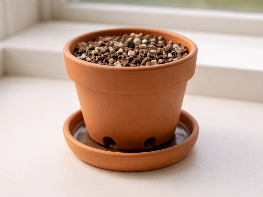 Indoor pot on a separate saucer showing drainage holes and well-draining soil setup to prevent root rot.