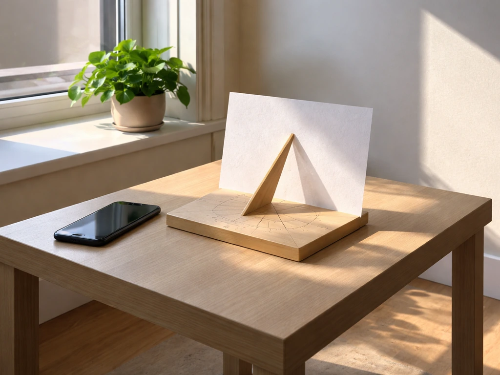 Sunlit vs shaded patches near an east-facing window with a simple light-check setup on a small table.