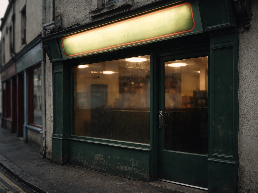 Empty Celtic bookmakers betting shop exterior with a sign and street atmosphere during daytime.