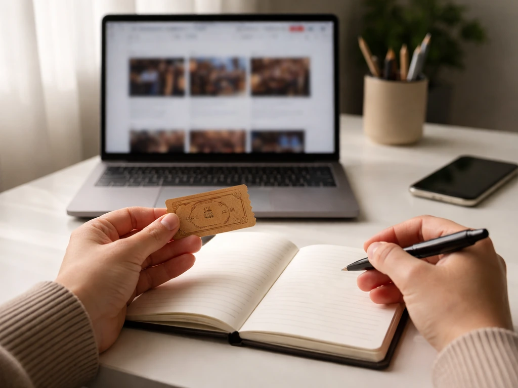 Minimal office desk scene symbolizing verifying a public entertainment identity