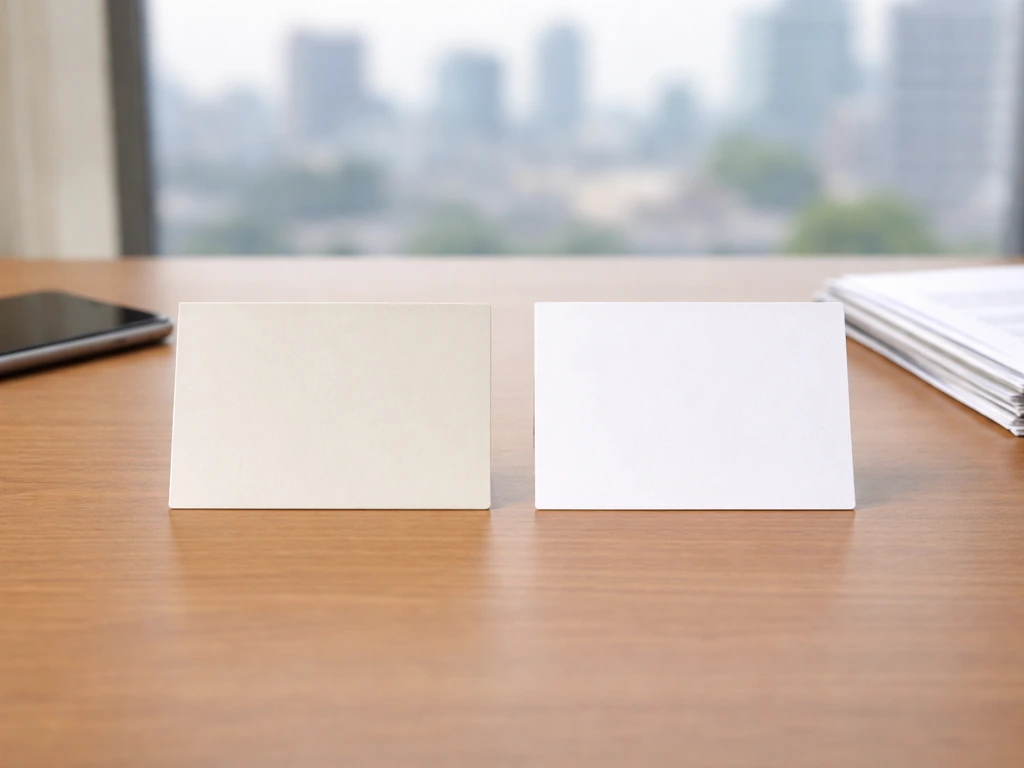 Blank comparison cards, documents, and a phone on a desk symbolizing differing net worth sources and timing.