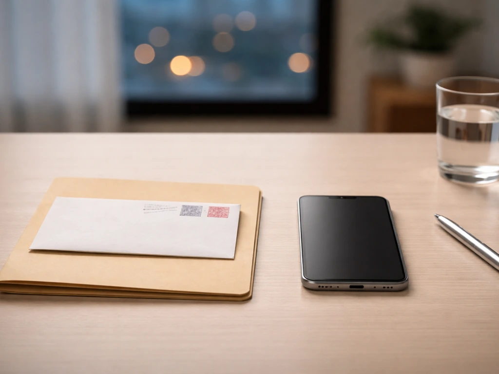 Two items on a minimal desk—documents and an unreadable phone—symbolizing facts vs assumptions about money.