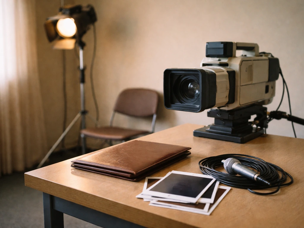 Minimal media-studio desk scene with a vintage camera, suggesting a Teen Mom–era promo context