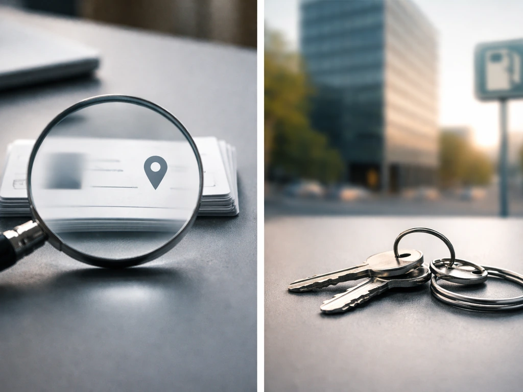 Minimal side-by-side clue icons suggesting ambiguous name vs specific businessman identity.