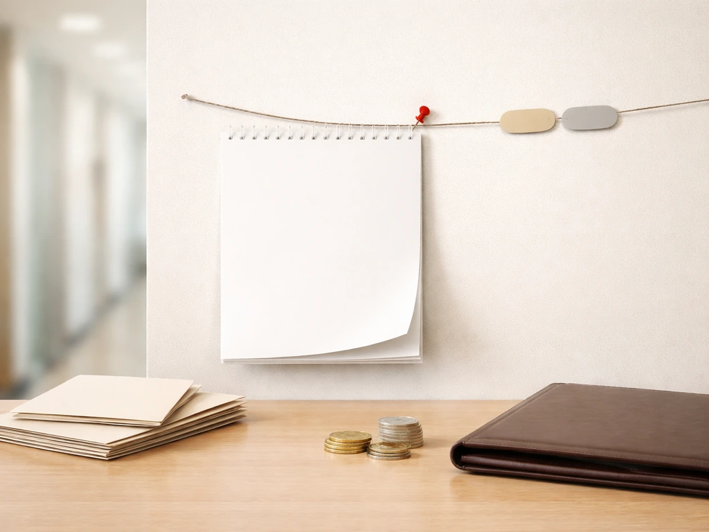 Minimal desk scene with calendar, coins, and timeline markers symbolizing career money milestones.