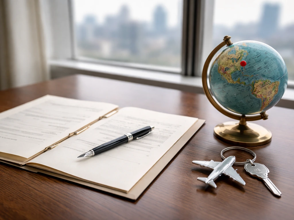 Close-up of a banker’s desk with corporate documents and a map pin marking Seattle-area aerospace locations