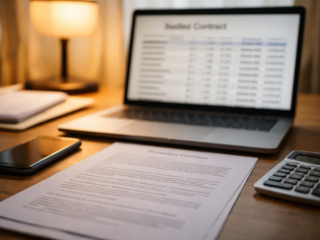 Close-up of an analyst desk with a laptop and contract papers suggesting public MLB salary data.