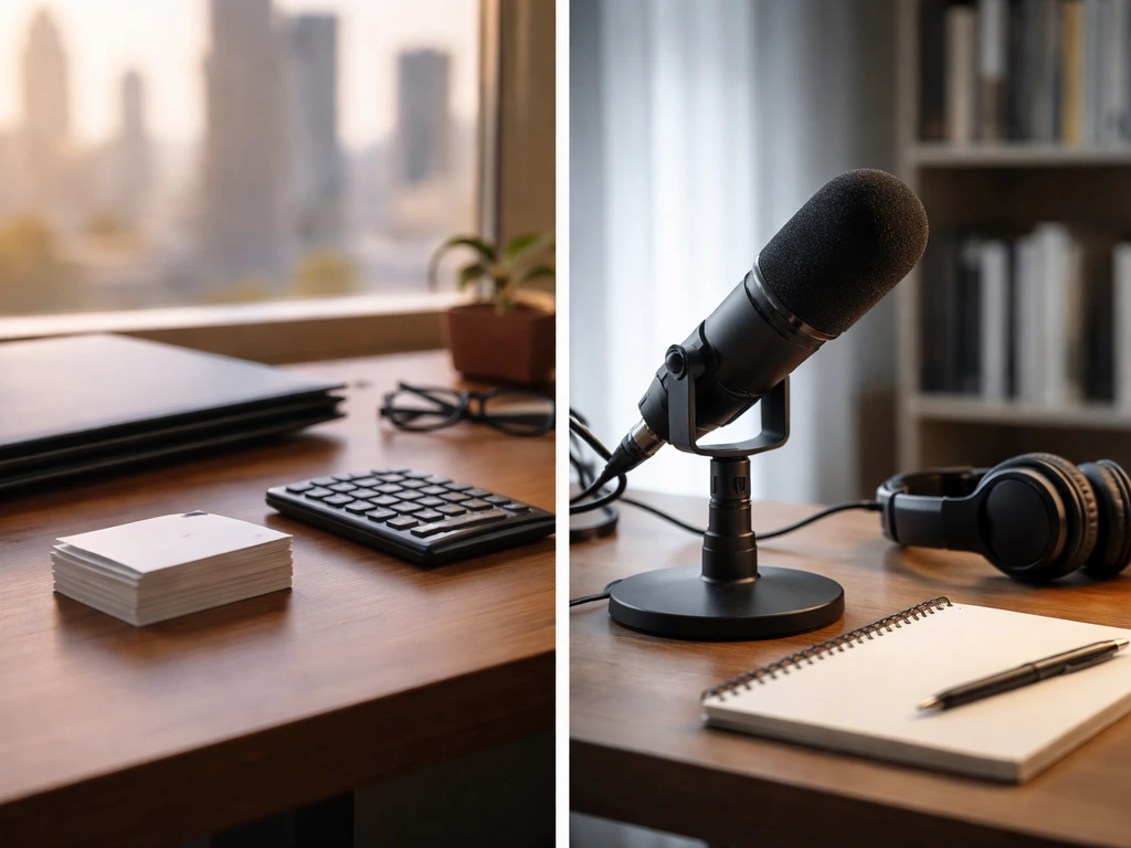 Split image showing two anonymous office scenes symbolizing two different John Ruhlin identities