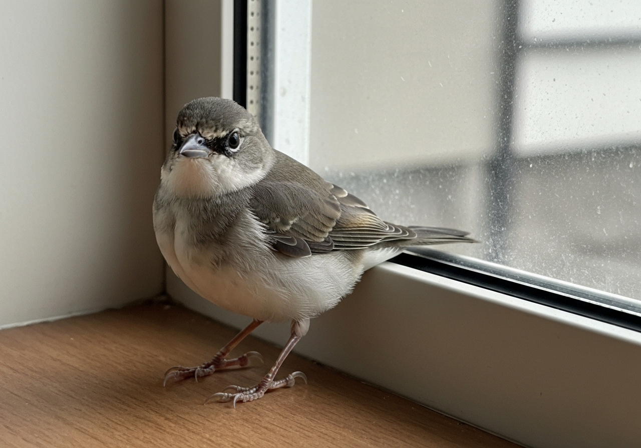 Bird standing upright and alert with smooth feathers and no visible wounds