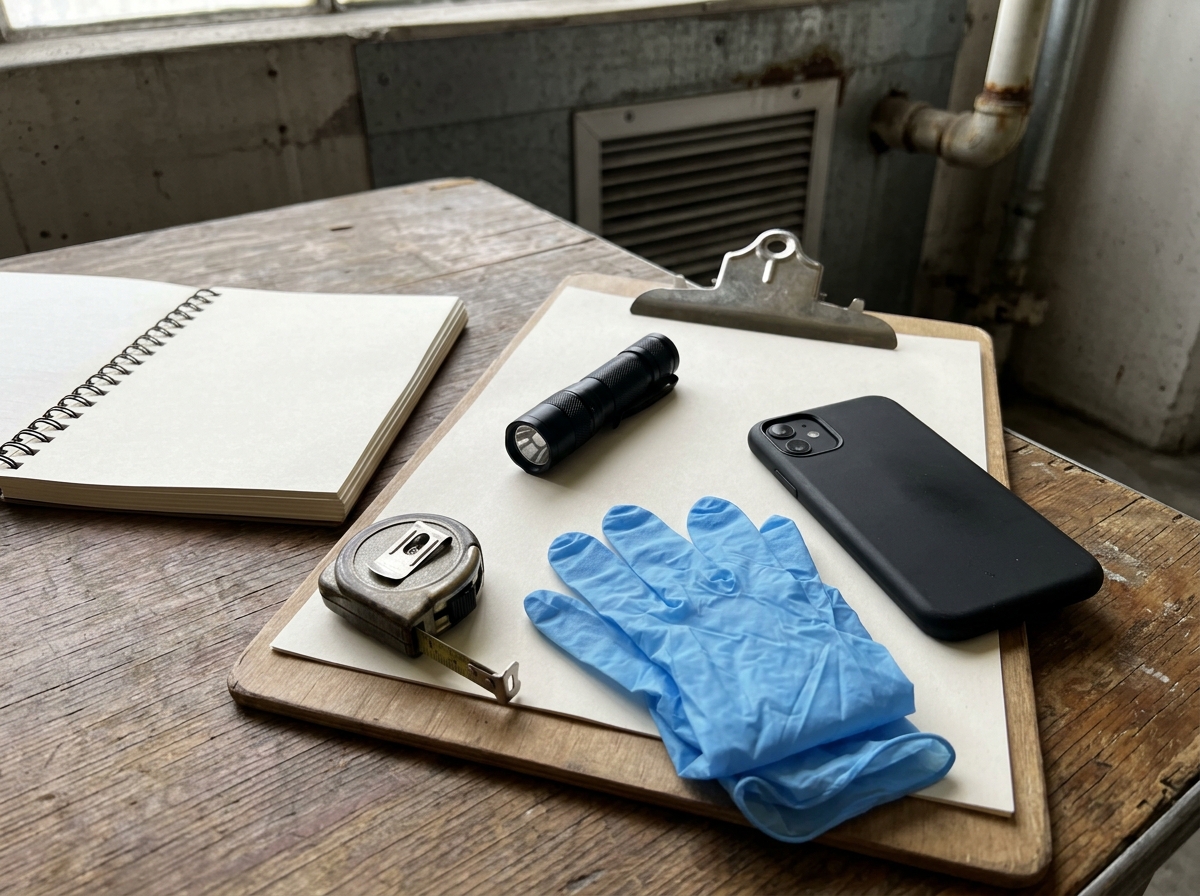 Checklist-style view of nest risk assessment items on clipboard (no text)