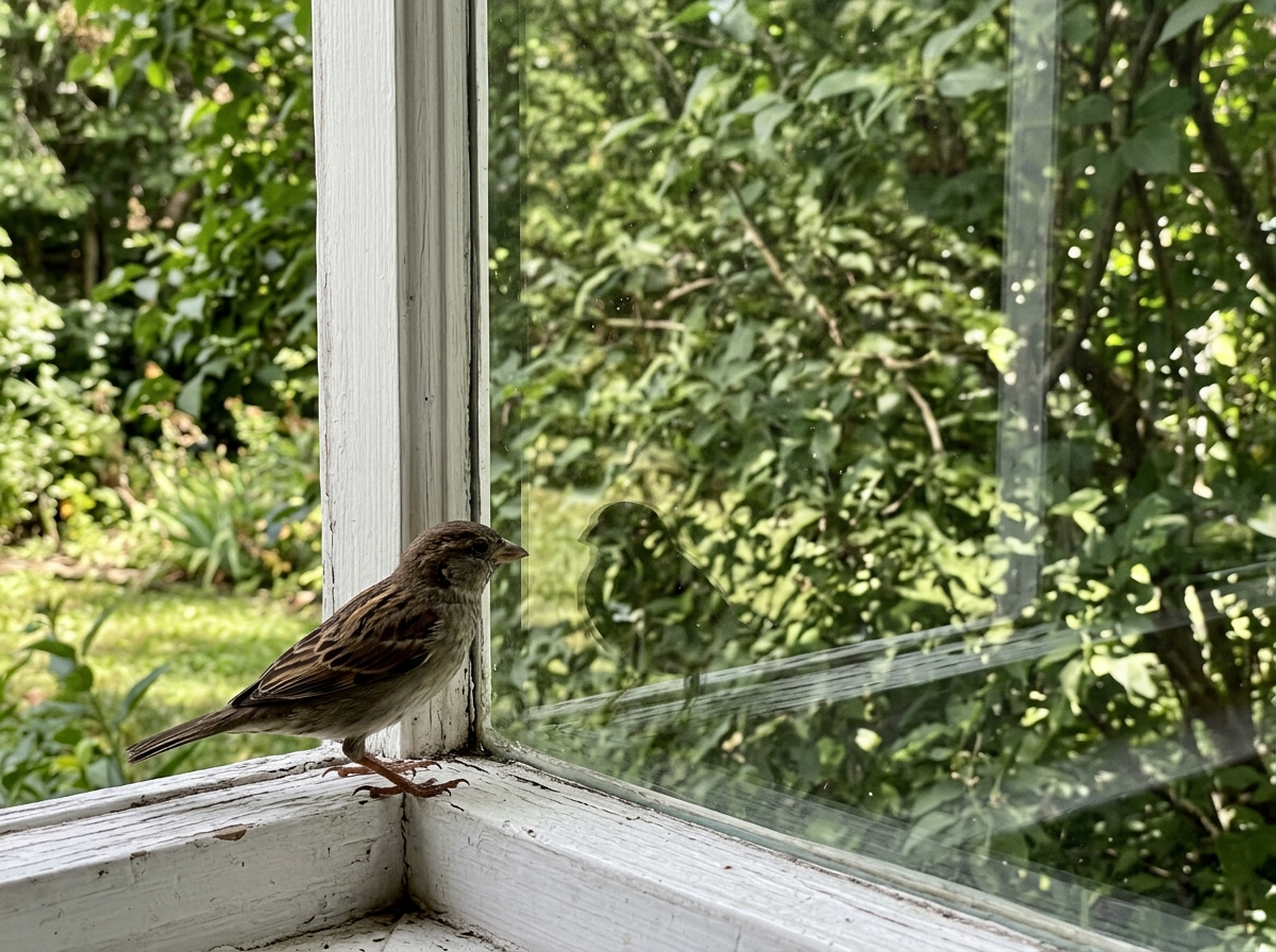 why do bird fly into windows