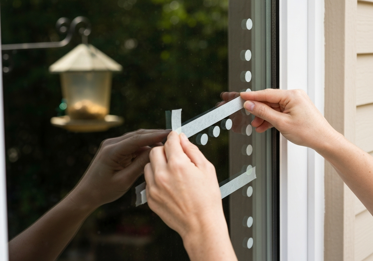 Applying window markers on the outside glass