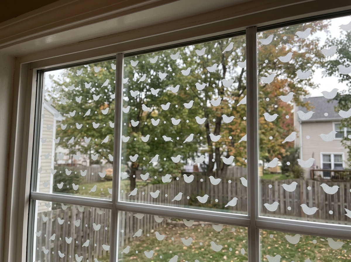 Dense decal pattern placed close together on a window