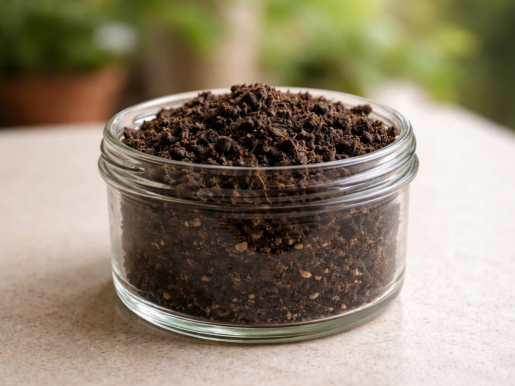 Close-up of a clear container with a soil sample, showing rich texture and natural soil health.