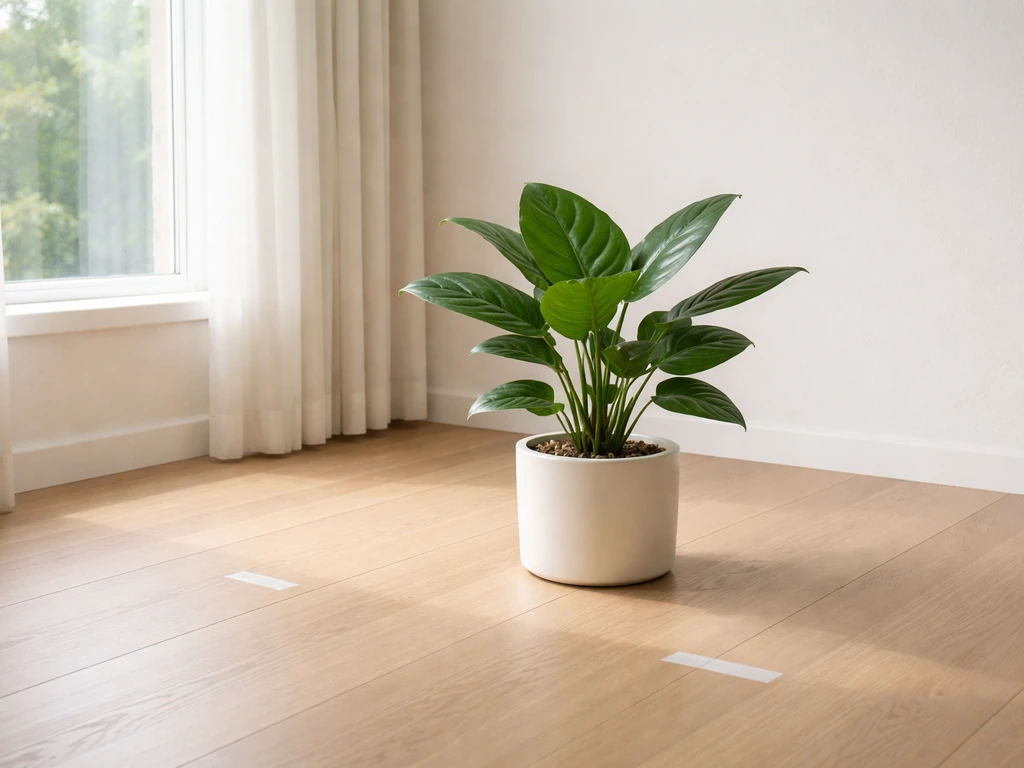 Leafy potted plant positioned a few feet from a window with bright indirect light