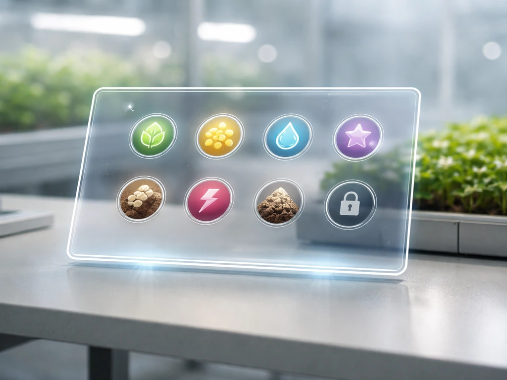 Minimal farm inventory view showing multiple resource nodes unlocked for crop inputs