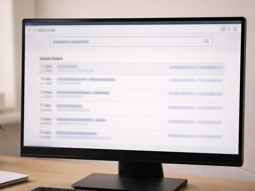 Close-up of a computer screen with a blurred boe.es BORME-style search results layout.