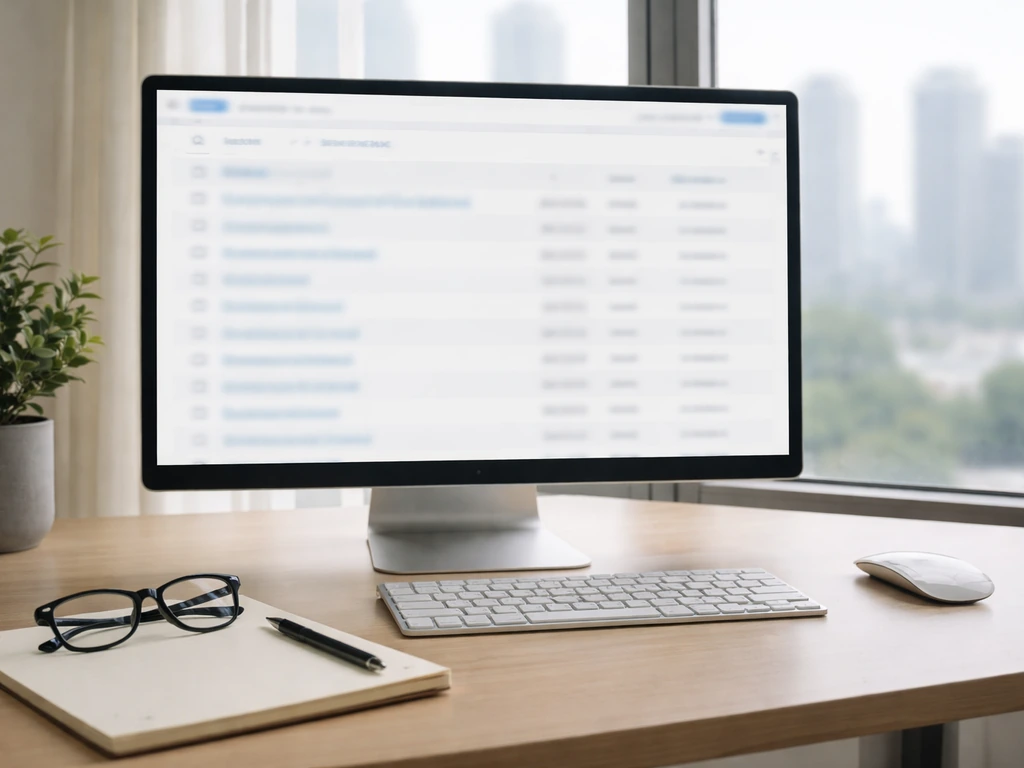 Laptop showing an SEC-style entity search page, with focus on business verification workflow