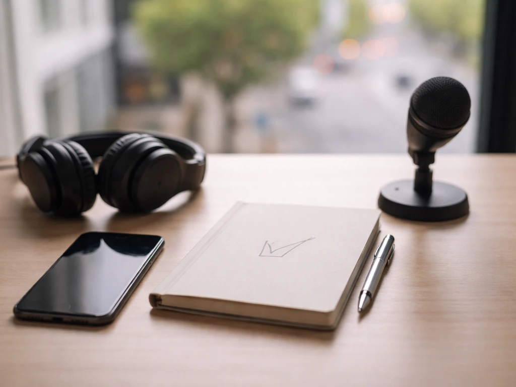Minimal desk scene with notebook and smartphone showing a net-worth verification workflow concept