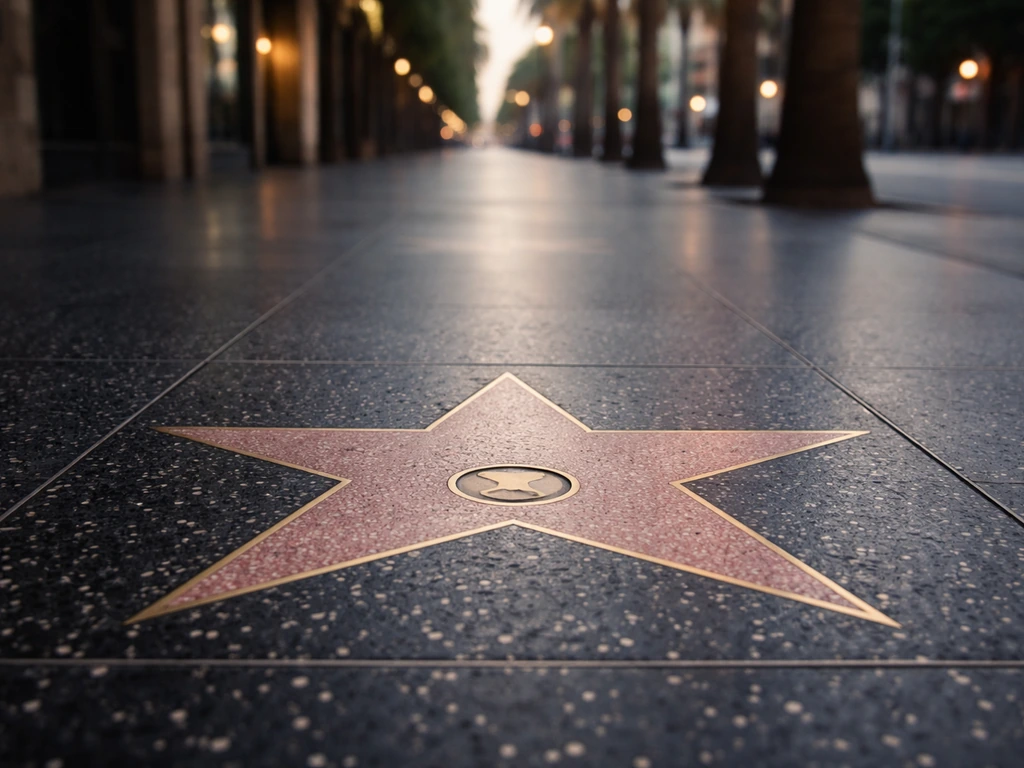 Hollywood Walk of Fame star plaque with surrounding pavement and street setting, celebrating a lifetime achievement.