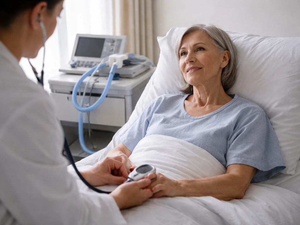 Clinician checks pulse oximeter with stethoscope while lung function testing device waits nearby.