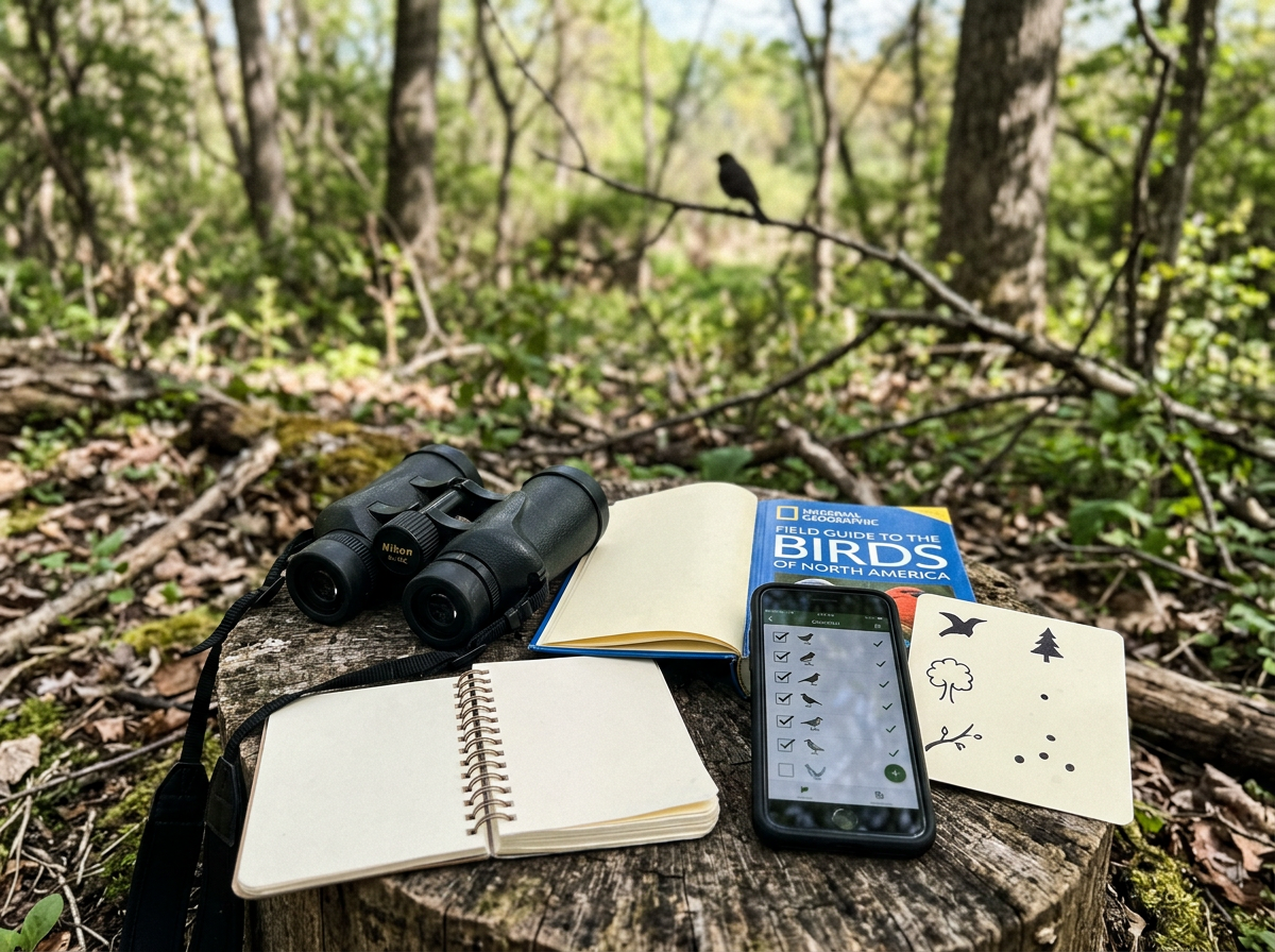 Bird identification checklist: species, wing size, habitat, and season