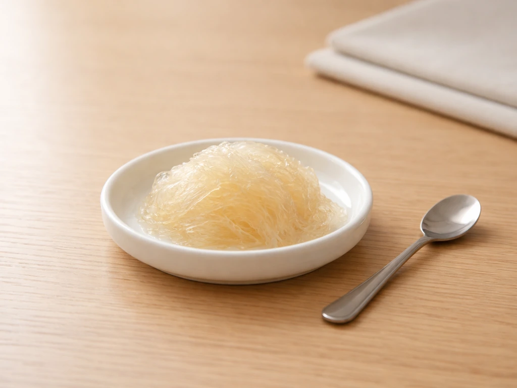 Edible bird’s nest portion in a small clean dish, ready to feed safely with a bird-safe spoon.