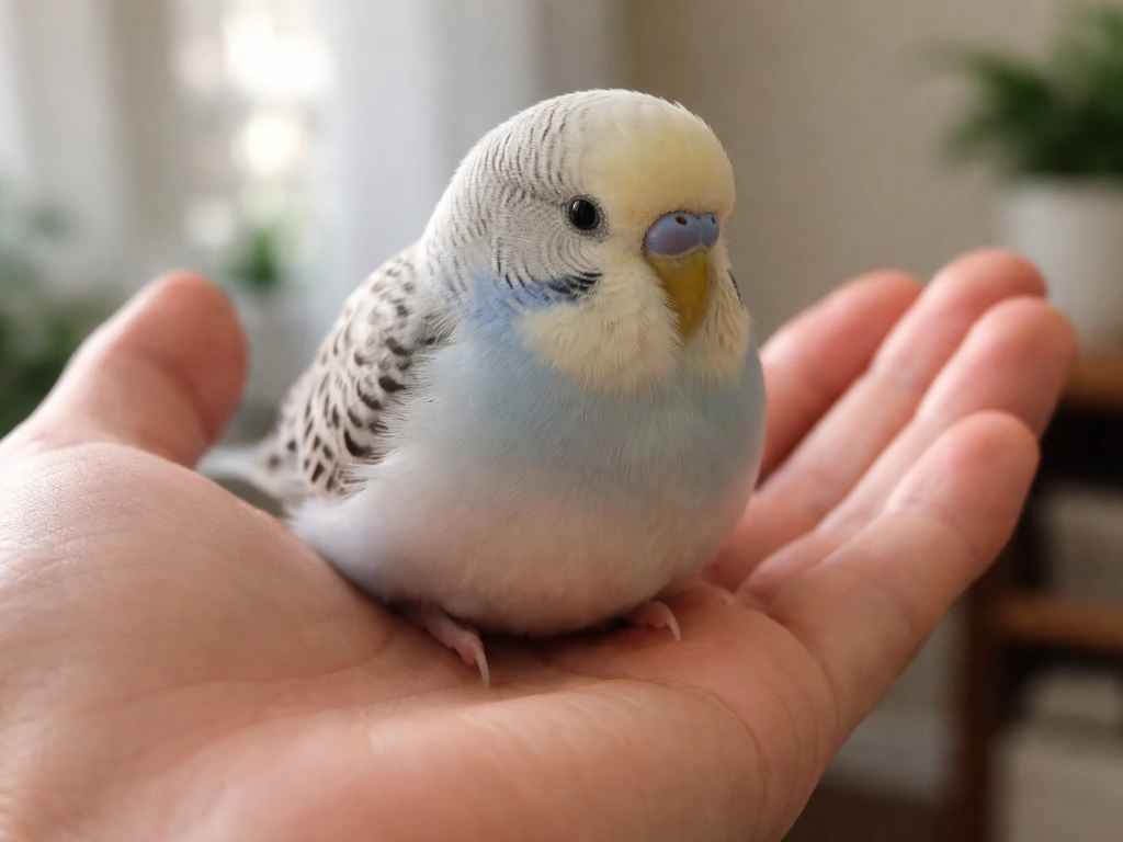 Close-up of a calm bird breathing with its chest gently rising and falling in an open hand.