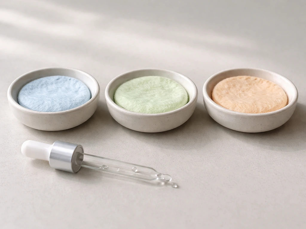 Three color-coded bowls with cotton pads and a dropper on a neutral background, symbolizing bird illness categories.
