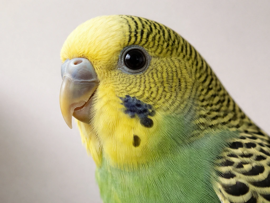 Side view of a bird with a clearly visible eye and mouth area showing bright eye and slightly dry tissue.