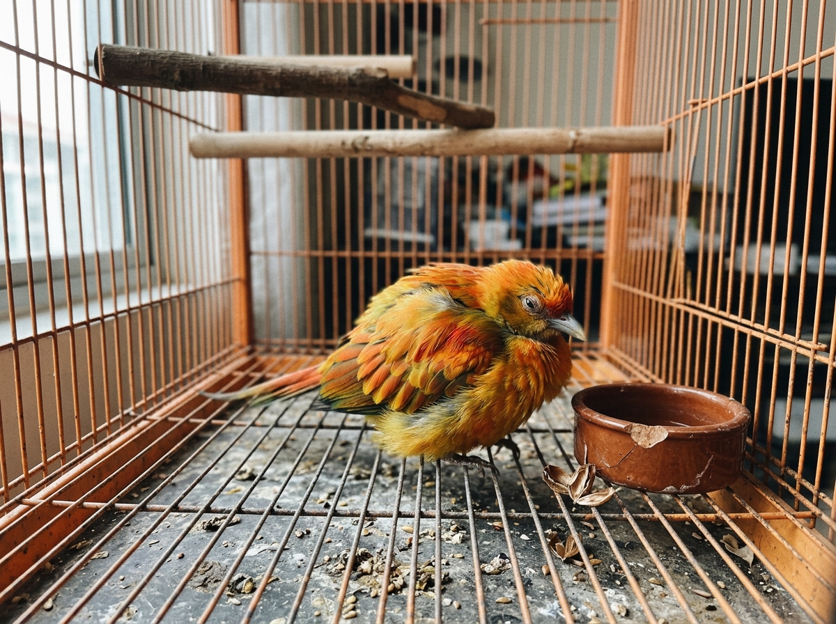 Close-up of a perched bird posture showing less activity