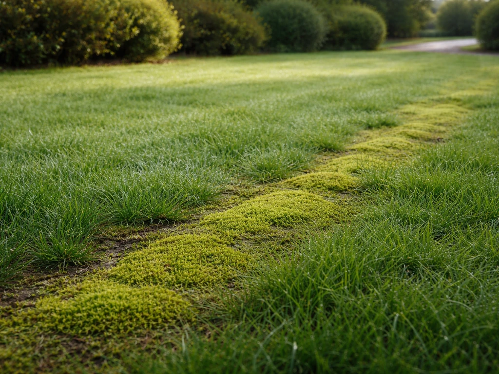 Nederlands grasveld met duidelijke mosplekken naast gezond gras, als startbeeld voor een gids
