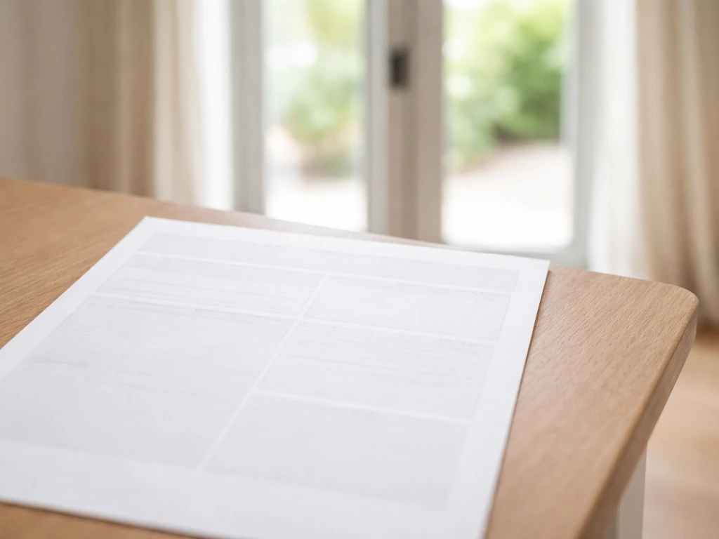 Unlabeled warranty document beside a sliding patio door, with glass-breakage style sections visible but unreadable.