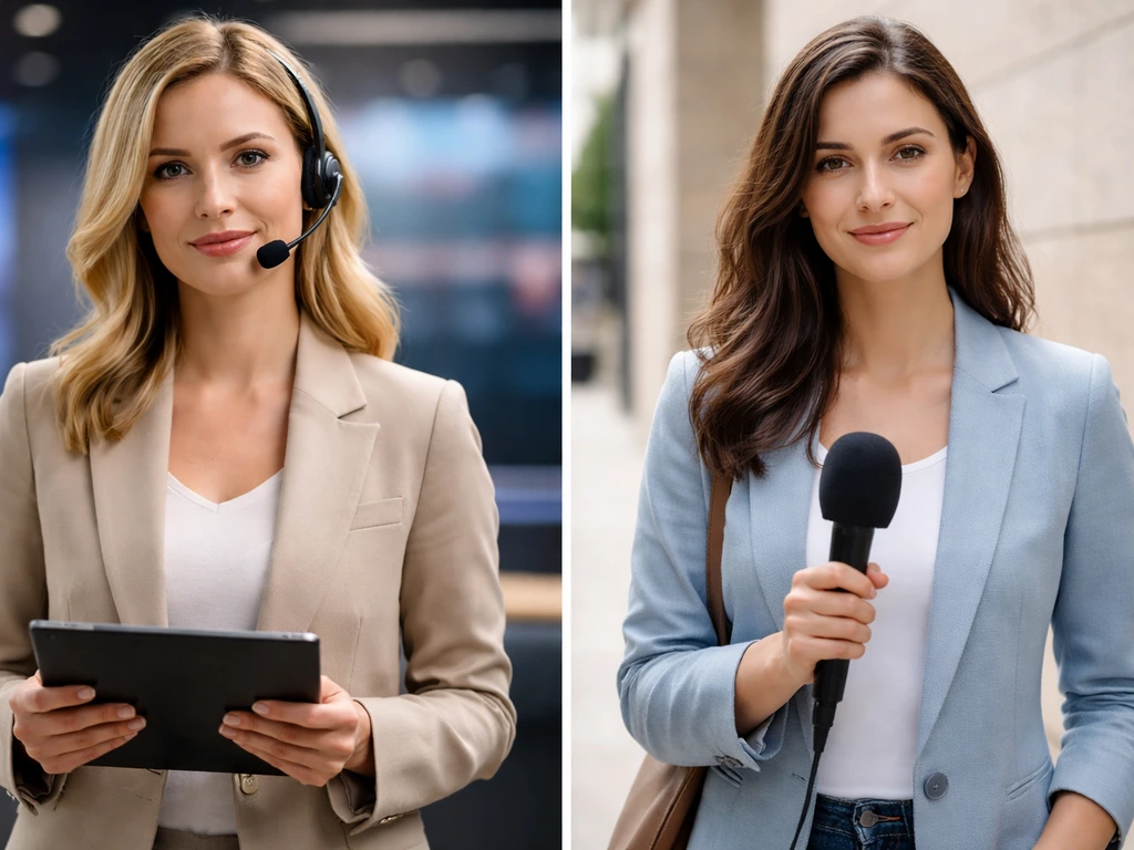 Side-by-side photo: two anonymous media professionals in different setups, showing the “different Meredith” confusion.