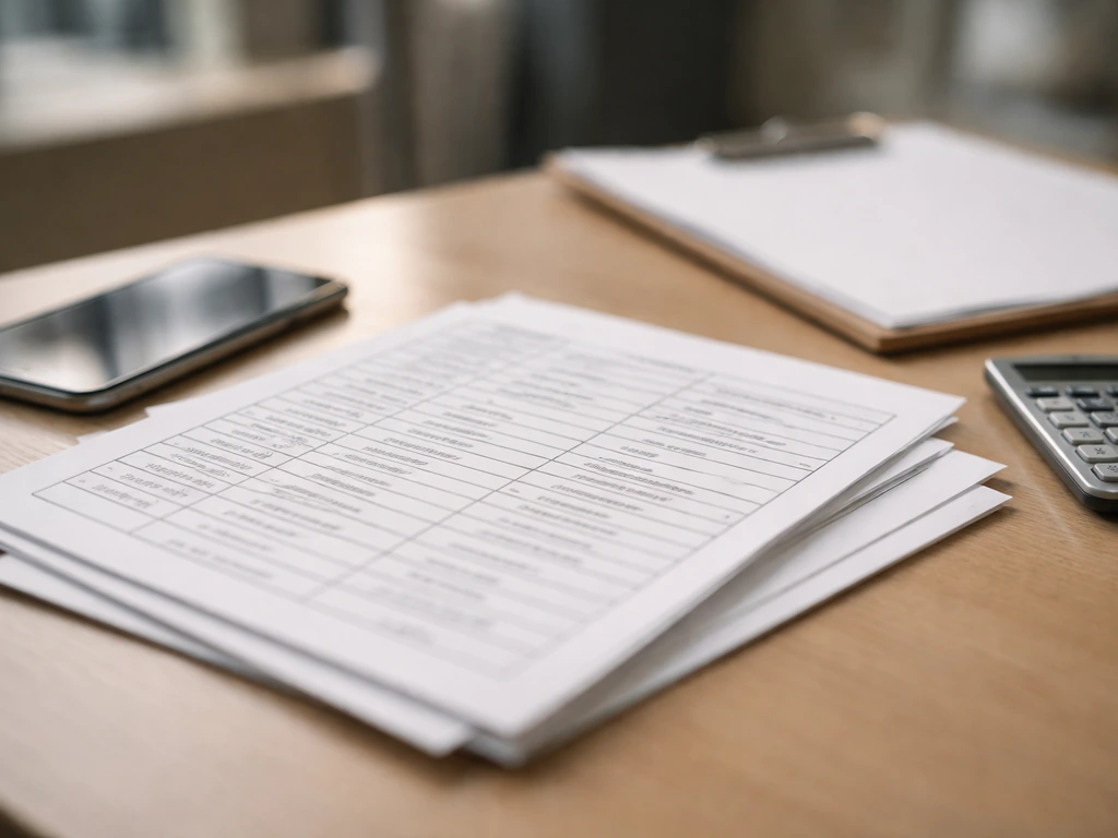 Close-up of an acting episode log and calculator on a desk, symbolizing per-episode fee modeling.