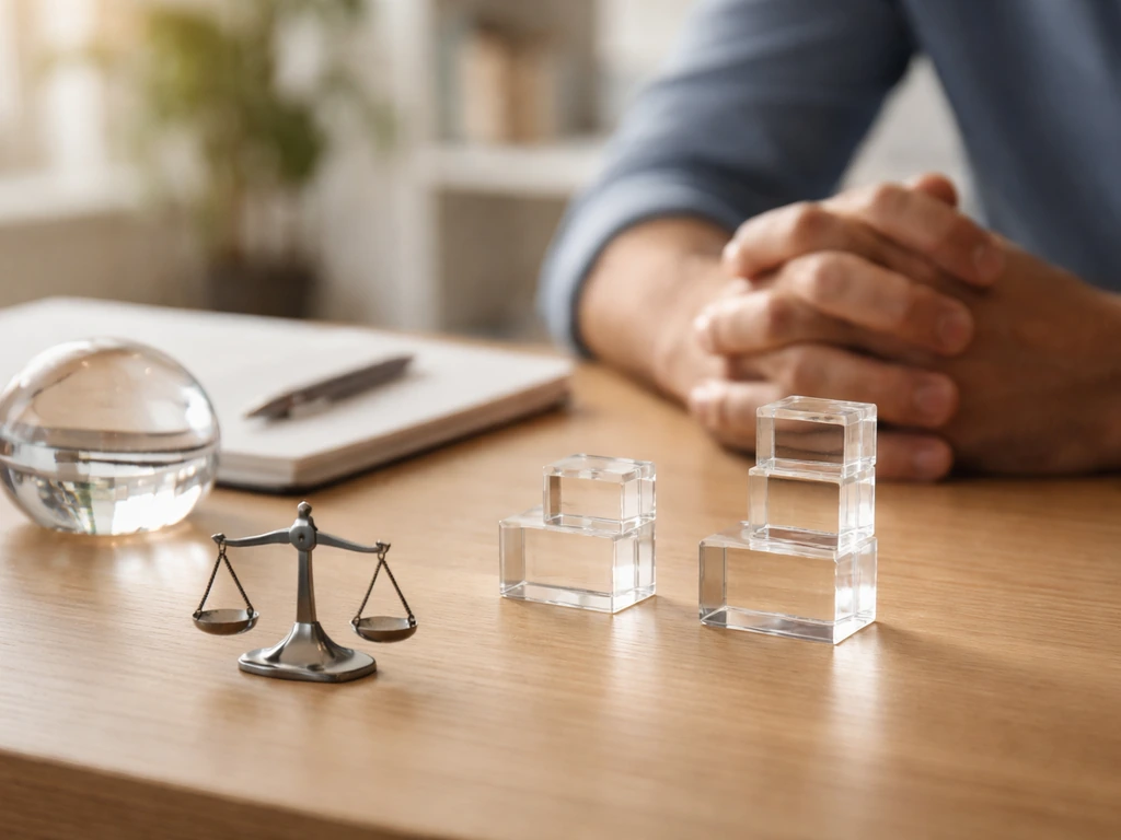 Investor hands on a desk with simple acrylic blocks suggesting shifting startup valuation and equity dominance.