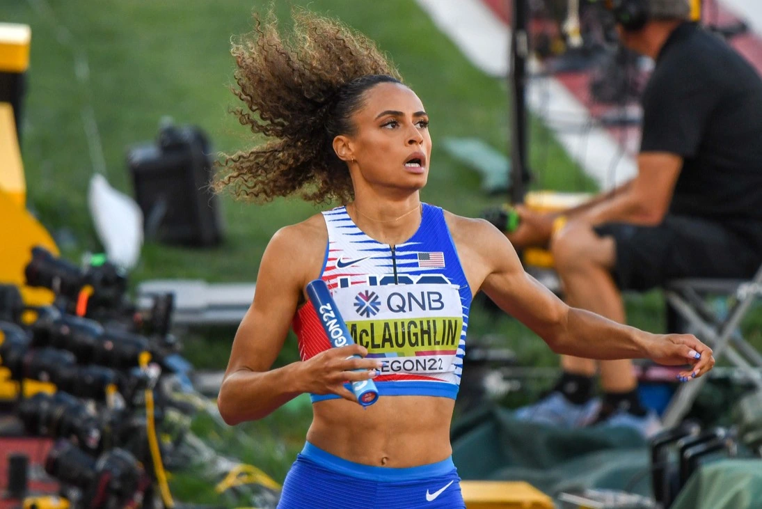 Sydney McLaughlin-Levrone during the 4x400m final at the 2022 World Athletics Championships in Oregon