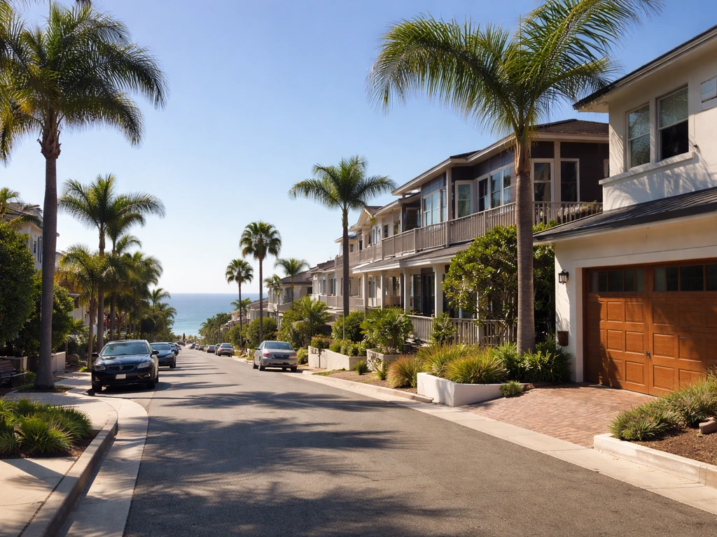 Manhattan Beach coastal neighborhood streetscape with upscale homes near the shoreline, suggesting high-value property c