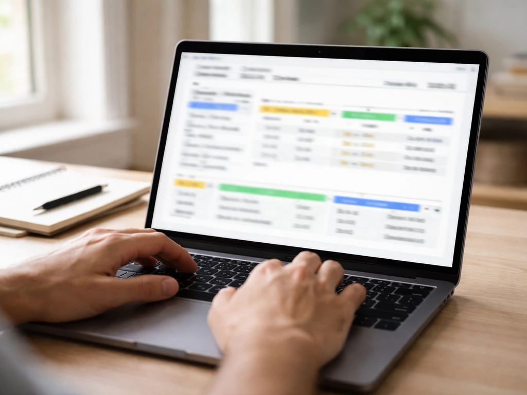 Close-up of a laptop showing a blank SEC EDGAR-style page with fields highlighted, representing Form 4 verification.