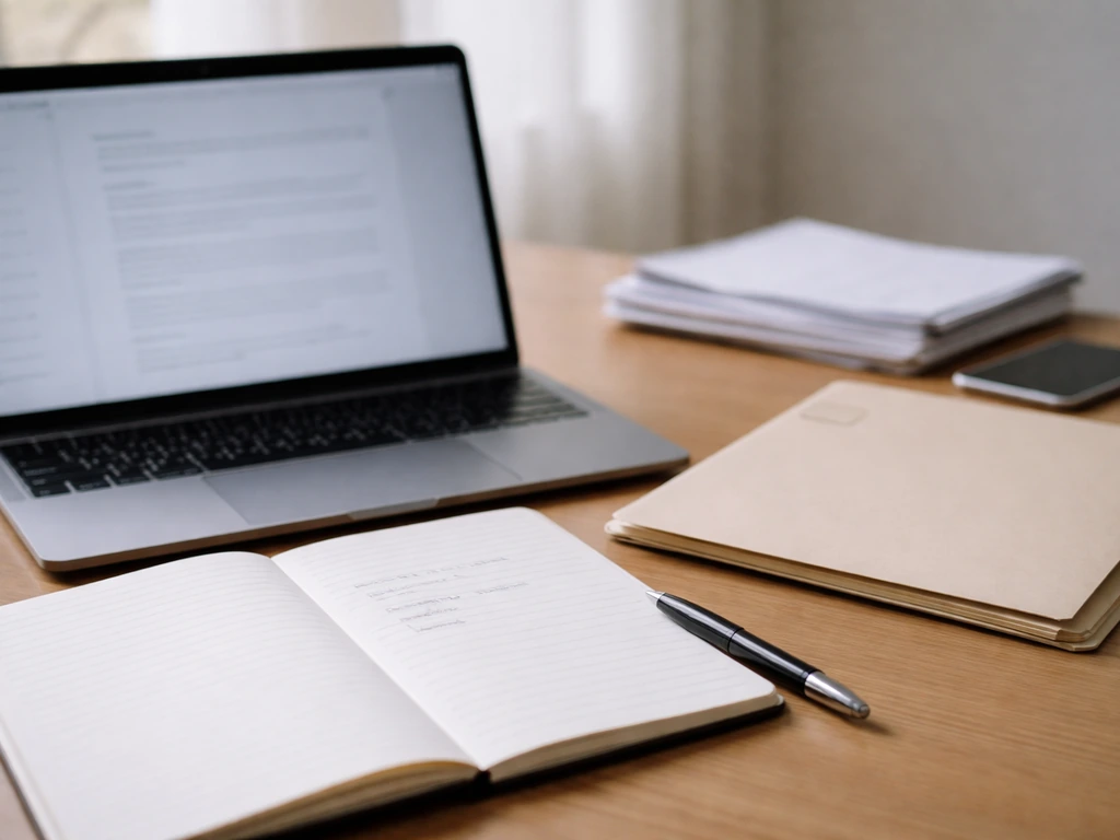 Handwritten notes on a notebook beside a laptop showing sports finance paperwork, minimal and verification vibe.