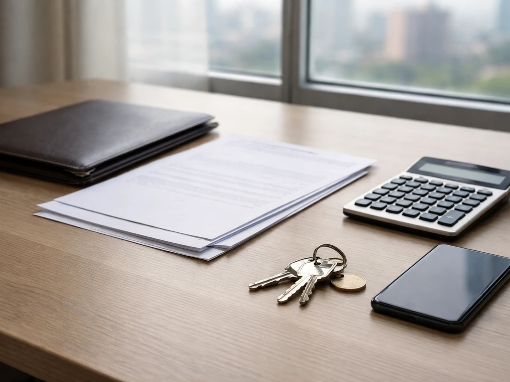 An anonymous desk scene with documents and a calculator suggesting private-company wealth estimation inputs