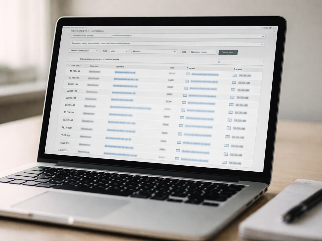 Close-up of a laptop showing an SEC EDGAR search results page for company filings.