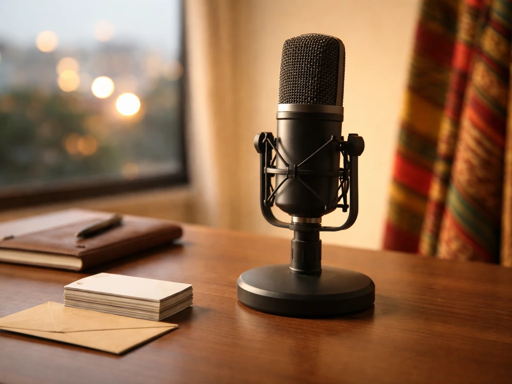 Minimal photo of a microphone and Kenyan-style music setting symbolizing Jaguar’s music and public life