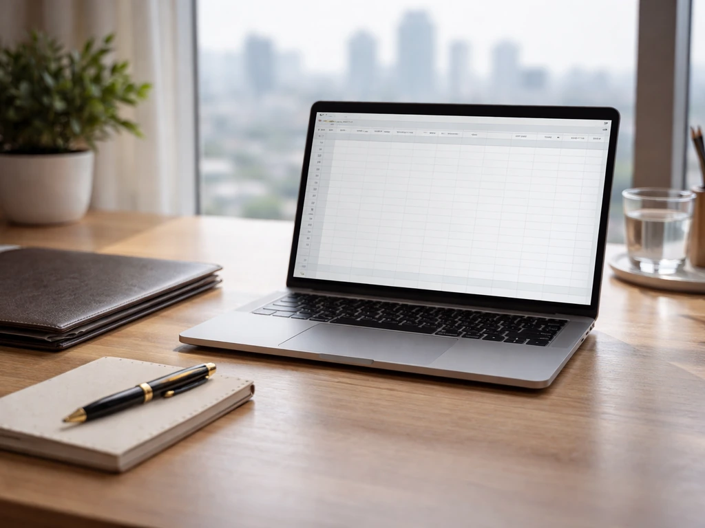 Minimal desk scene with laptop and pen symbolizing verified vs estimated net worth planning